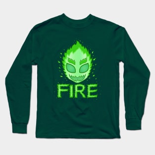 Green Fire Long Sleeve T-Shirt